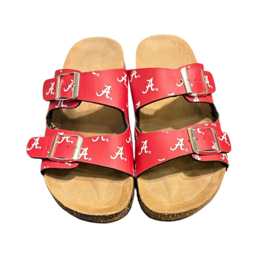 Alabama NCAA Team Logo Double Buckle Slip-On Women's Sandals by FOCO Size Large